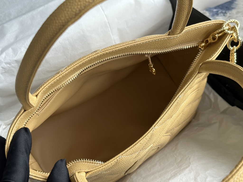 Chanel AS1804 Top Handle Bag Calfskin Apricot
