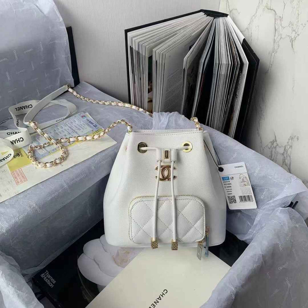Chanel AS2318 Backpack Always Miss Him Calfskin in White