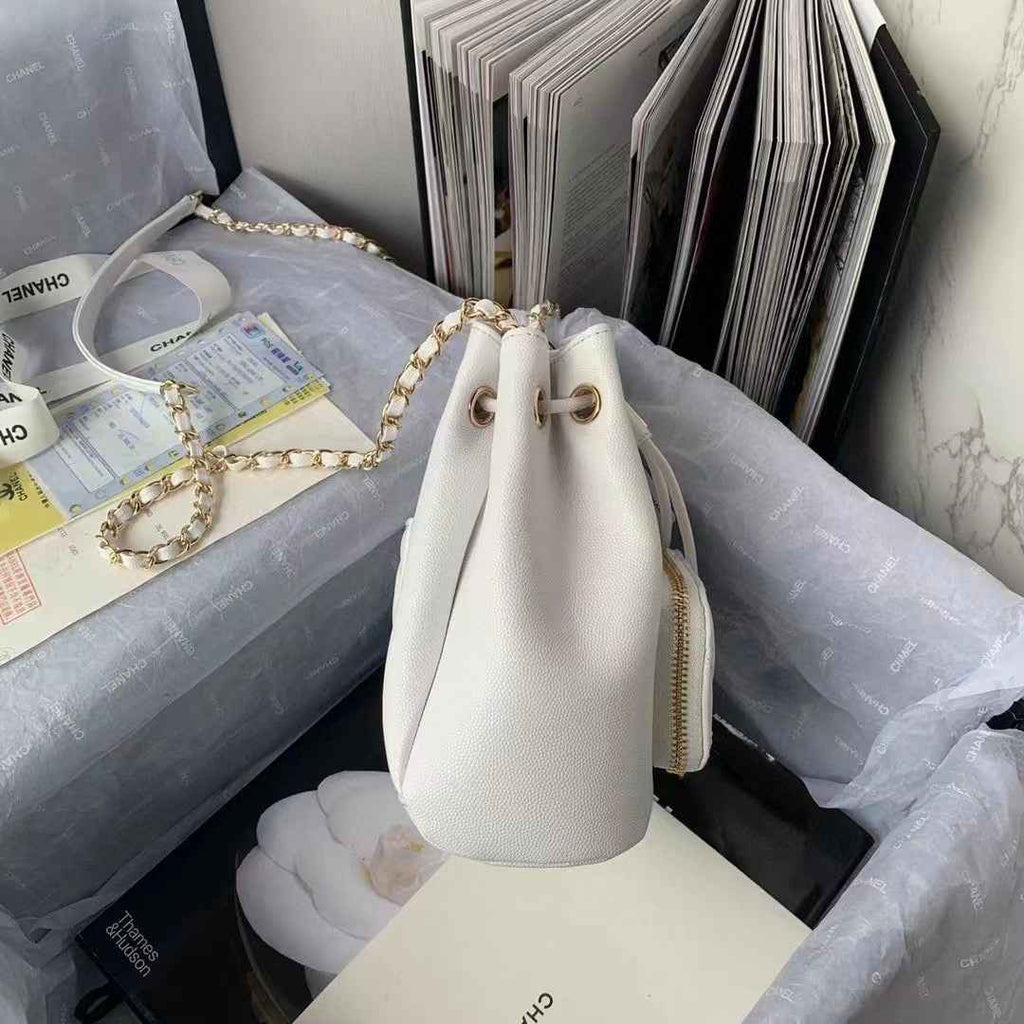 Chanel AS2318 Backpack Always Miss Him Calfskin in White