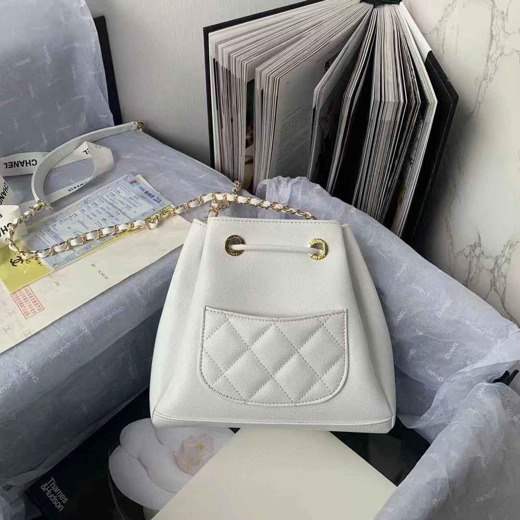 Chanel AS2318 Backpack Always Miss Him Calfskin in White