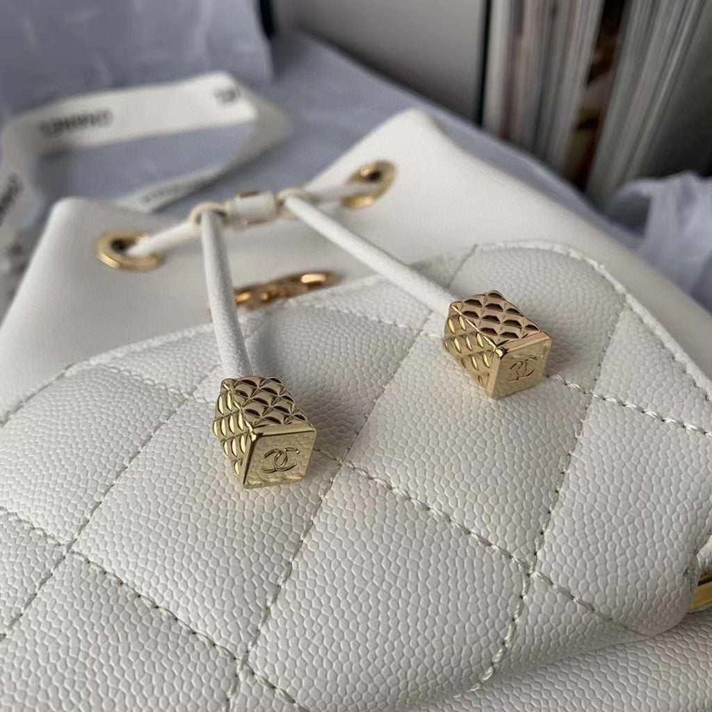 Chanel AS2318 Backpack Always Miss Him Calfskin in White