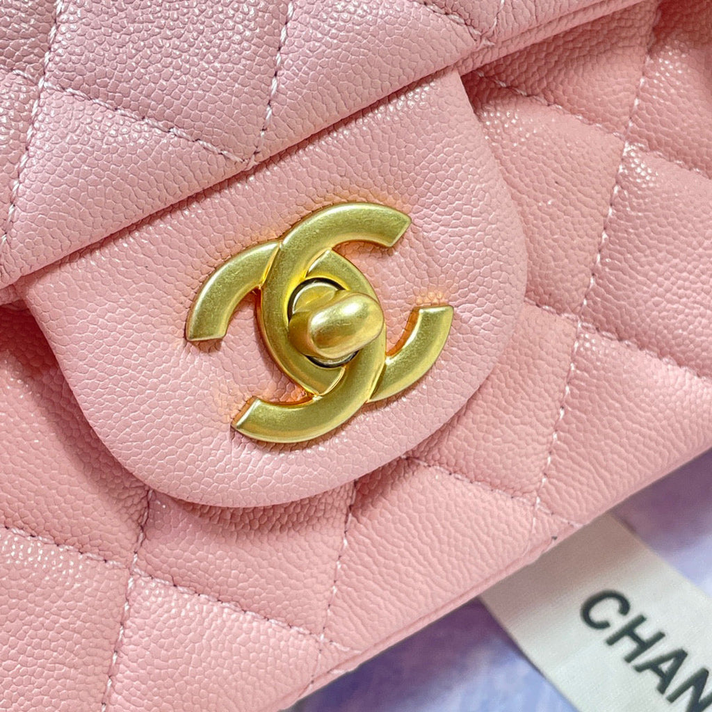 Chanel AS2431 mini flap bag with top handle Calfskin Pink