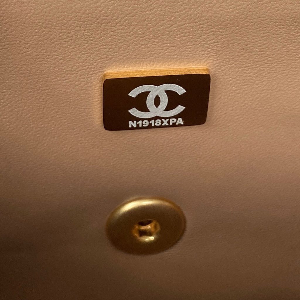 Chanel AS2431 mini flap bag with top handle lambskin leather light pink