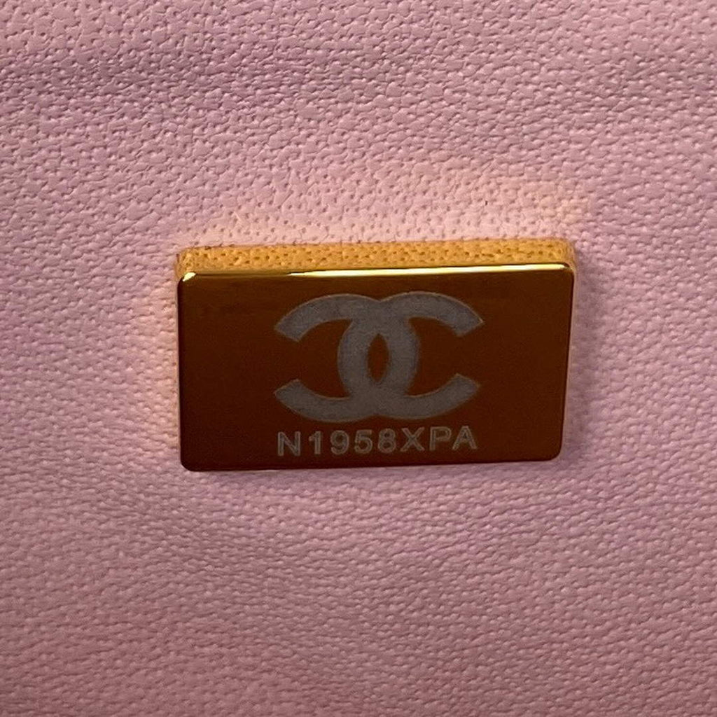 Chanel AS2431 mini flap bag with top handle lambskin light pink