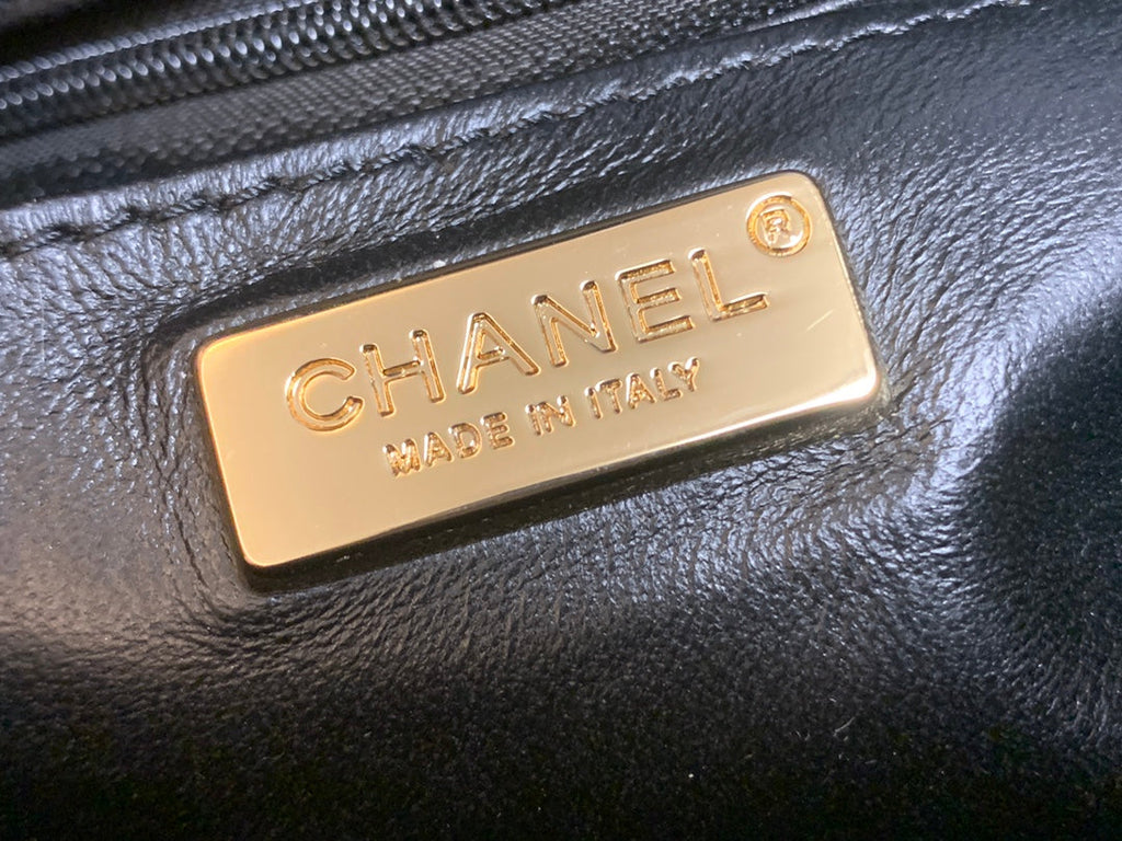 Chanel AS2431 mini flap bag with top handle snake leather black