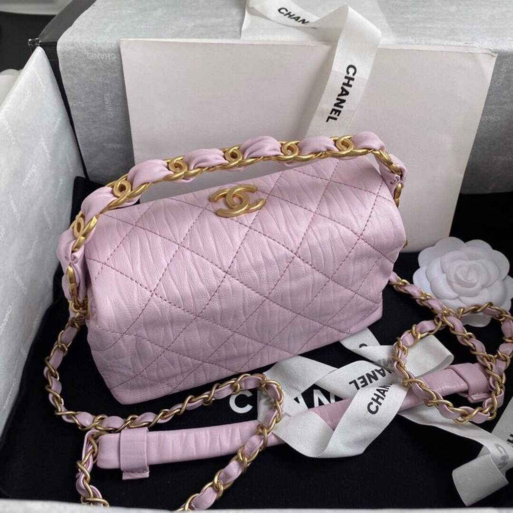 Chanel AS2479 Small Hobo Bag Pink Calfskin Gold-Tone Metal