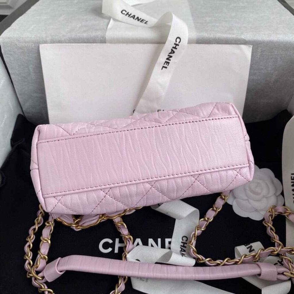 Chanel AS2479 Small Hobo Bag Pink Calfskin Gold-Tone Metal