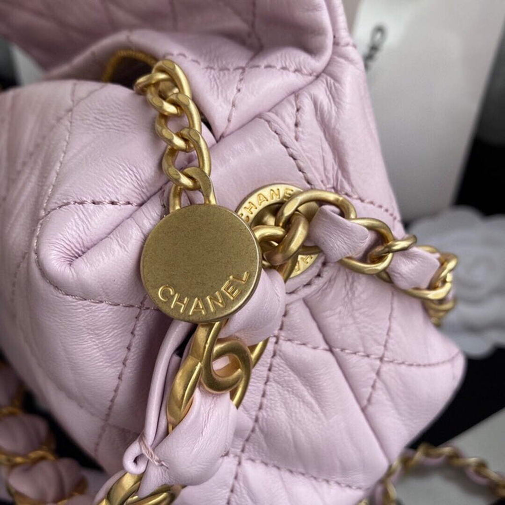 Chanel AS2479 Small Hobo Bag Pink Calfskin Gold-Tone Metal