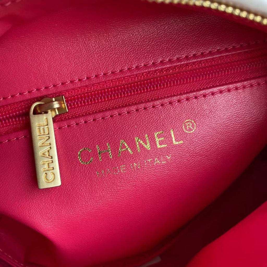 Chanel AS2479 Small Hobo Bag White Calfskin Gold-Tone Metal