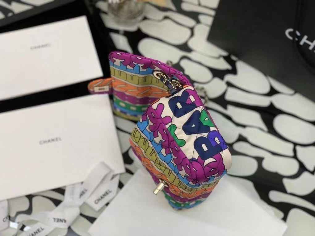 Chanel AS2897 Flap Bag Printed Fabric Gold-Tone