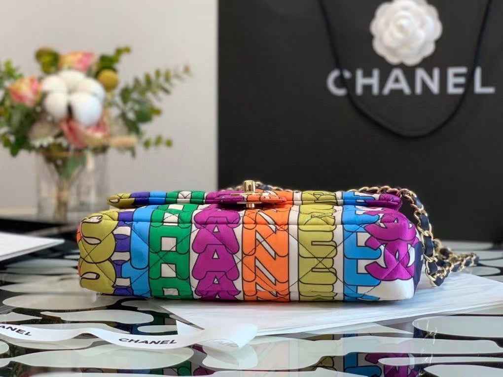 Chanel AS2897 Flap Bag Printed Fabric Gold-Tone