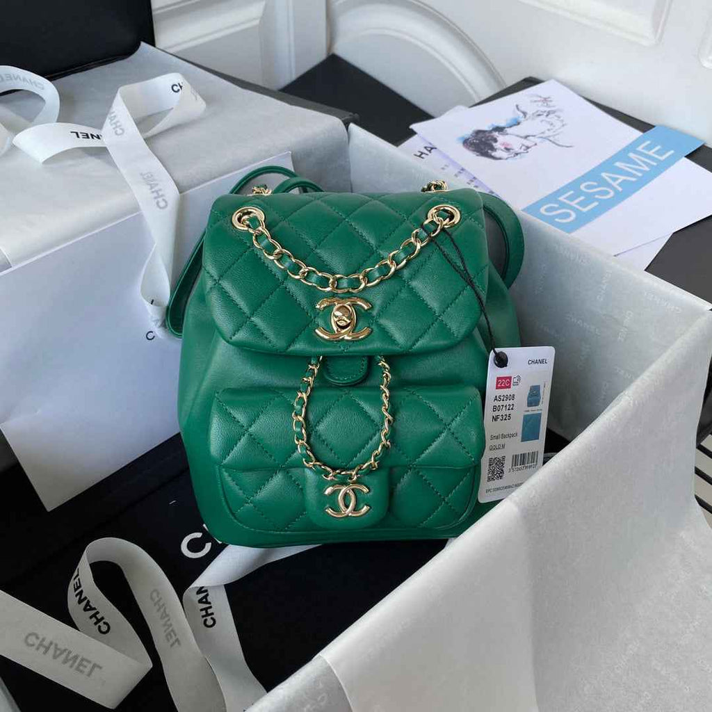 Chanel AS2908 Backpack Duma Lambskin in Green