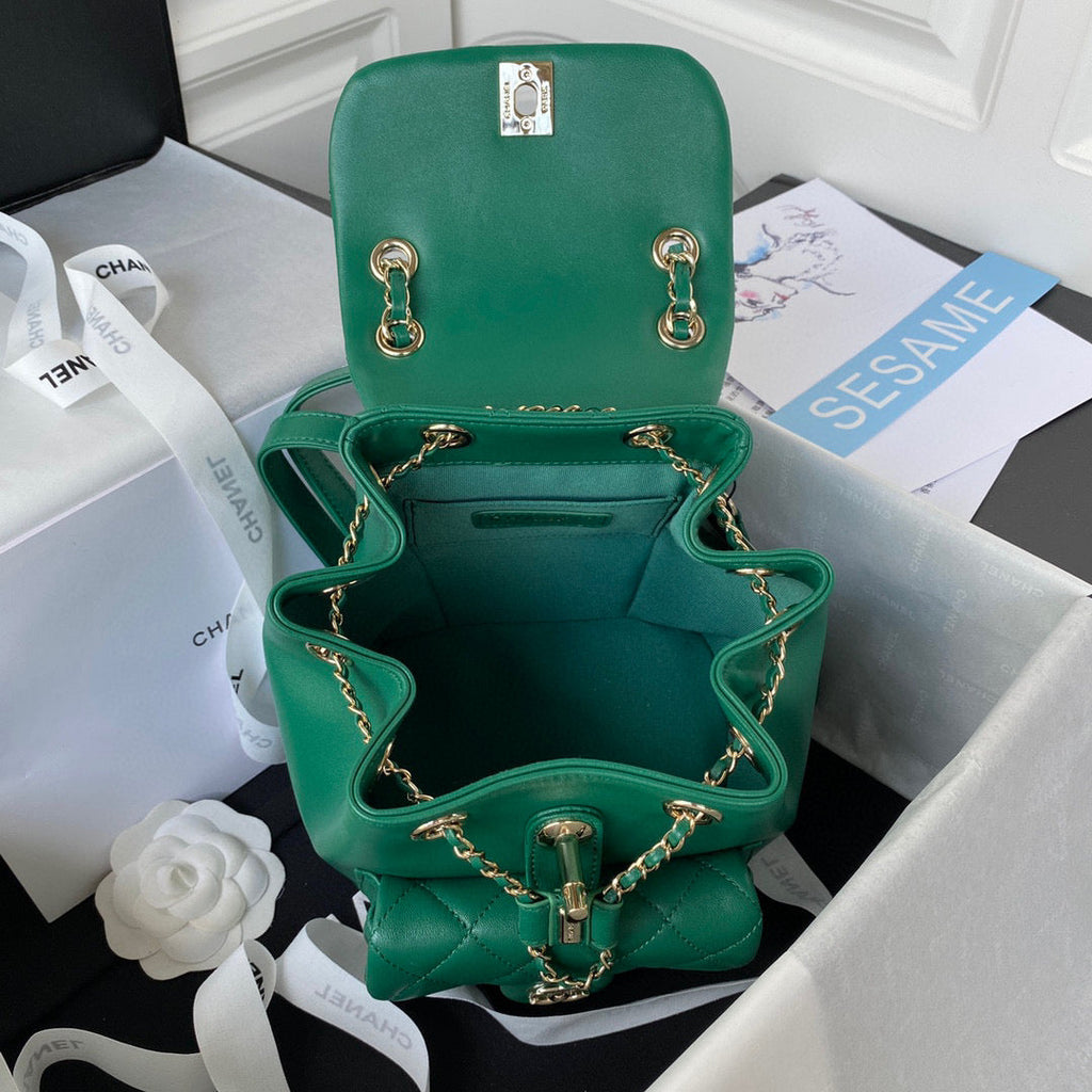 Chanel AS2908 Backpack Duma Lambskin in Green
