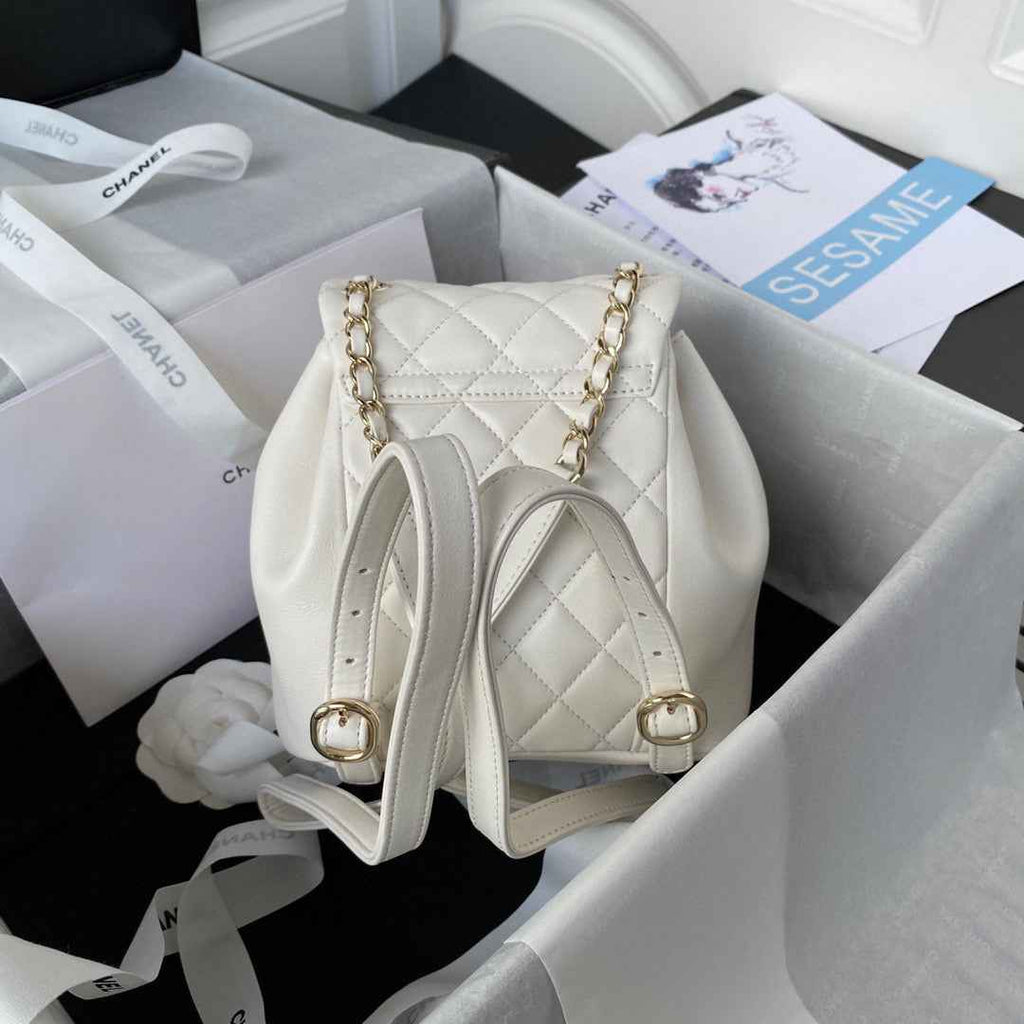 Chanel AS2908 Backpack Duma Lambskin in White