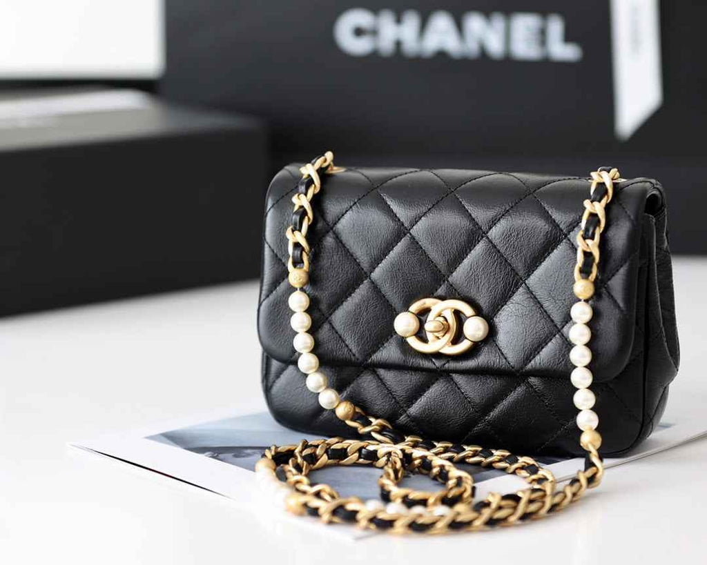 Chanel AS3000 Mini Flap Bag Calfskin In Black