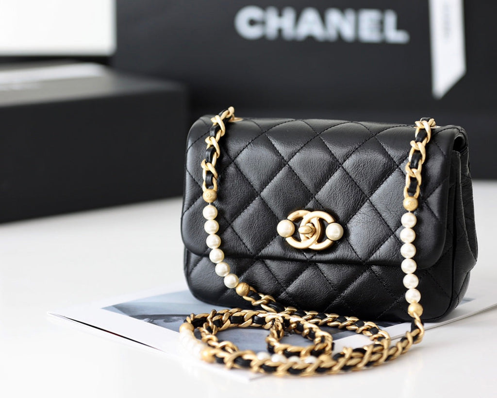 Chanel AS3000 Mini Flap Bag Calfskin In Black
