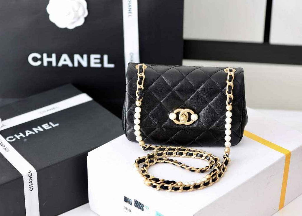 Chanel AS3000 Mini Flap Bag Calfskin In Black