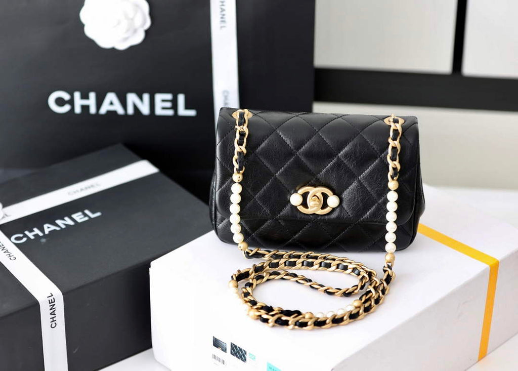 Chanel AS3000 Mini Flap Bag Calfskin In Black