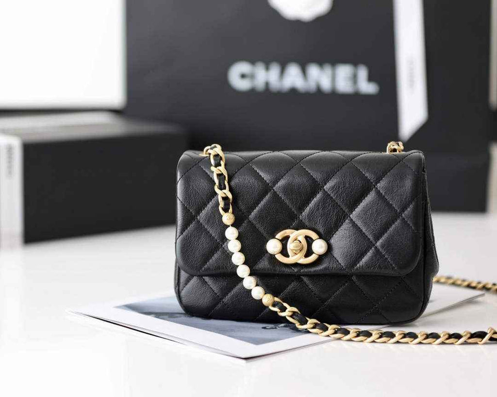 Chanel AS3000 Mini Flap Bag Calfskin In Black
