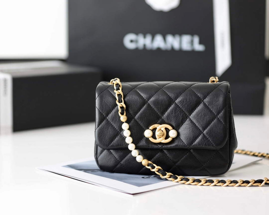 Chanel AS3000 Mini Flap Bag Calfskin In Black