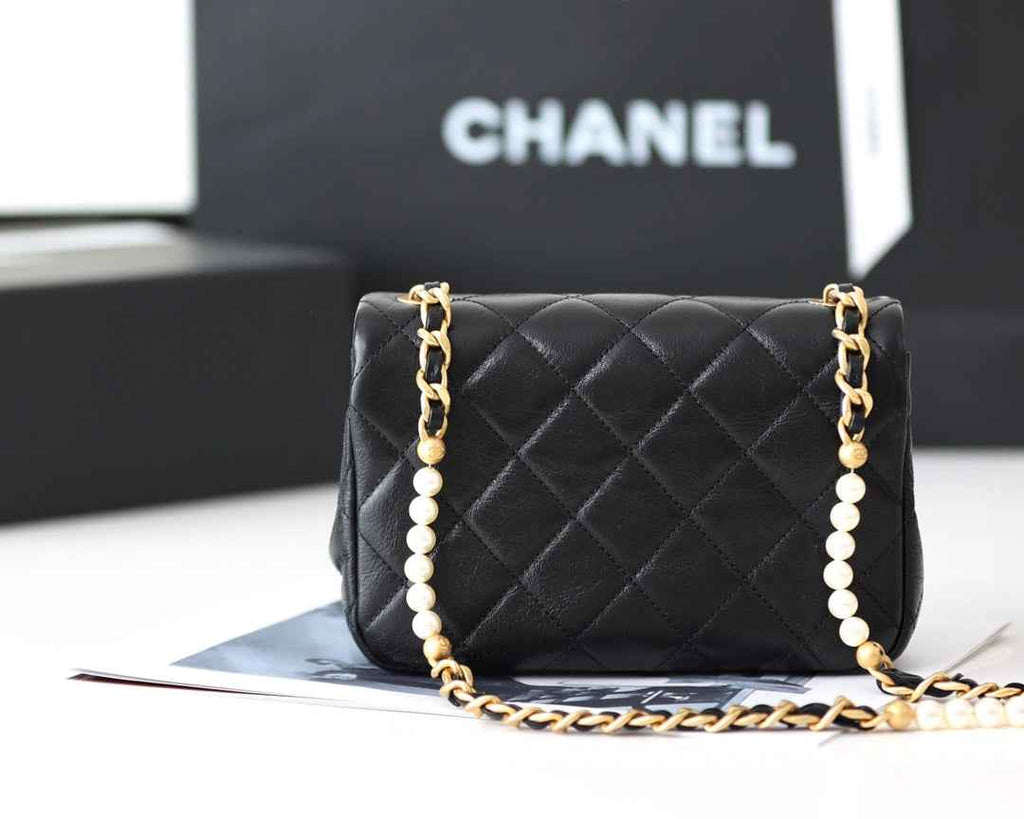 Chanel AS3000 Mini Flap Bag Calfskin In Black