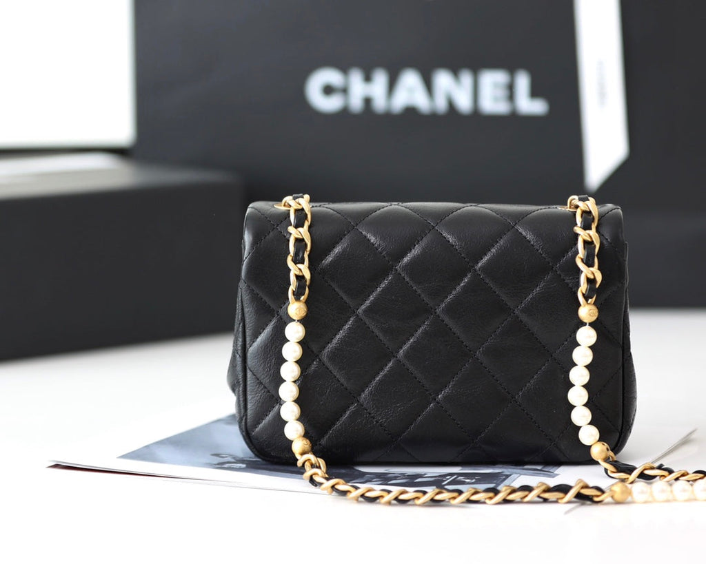 Chanel AS3000 Mini Flap Bag Calfskin In Black
