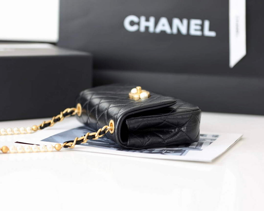 Chanel AS3000 Mini Flap Bag Calfskin In Black