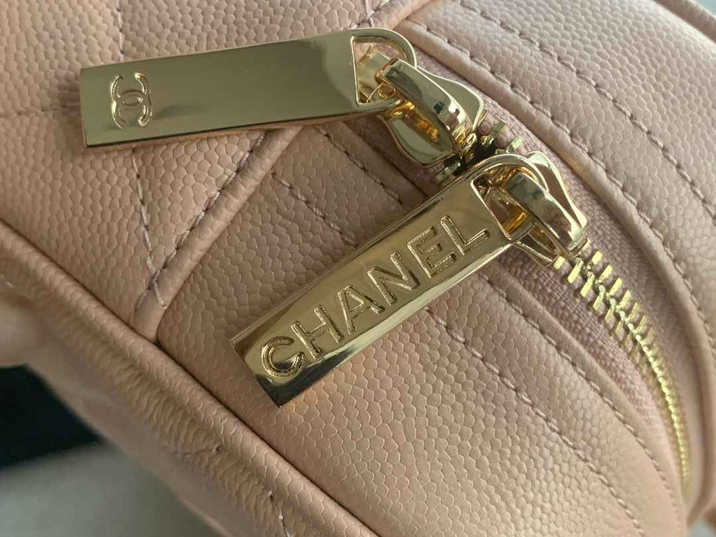 Chanel AS3034 Quilted Caviar Leather Mini Bowler Bag Pink
