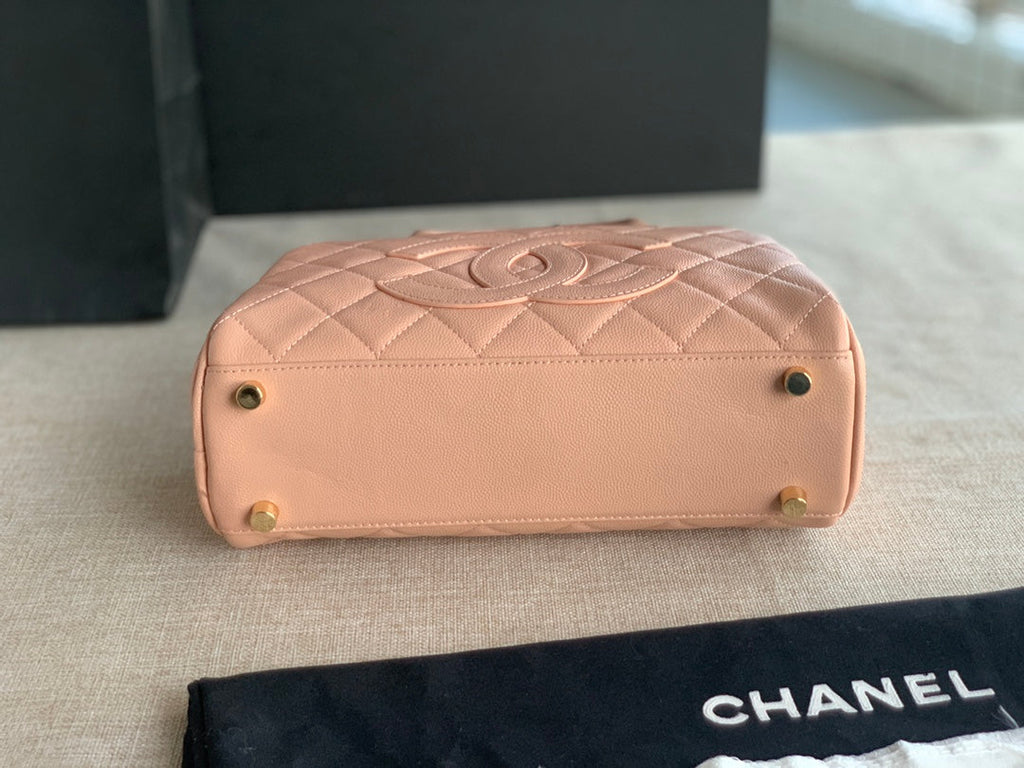 Chanel AS3034 Quilted Caviar Leather Mini Bowler Bag Pink