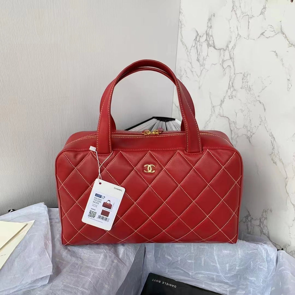 Chanel AS3047 Bowling Bag Lambskin Red