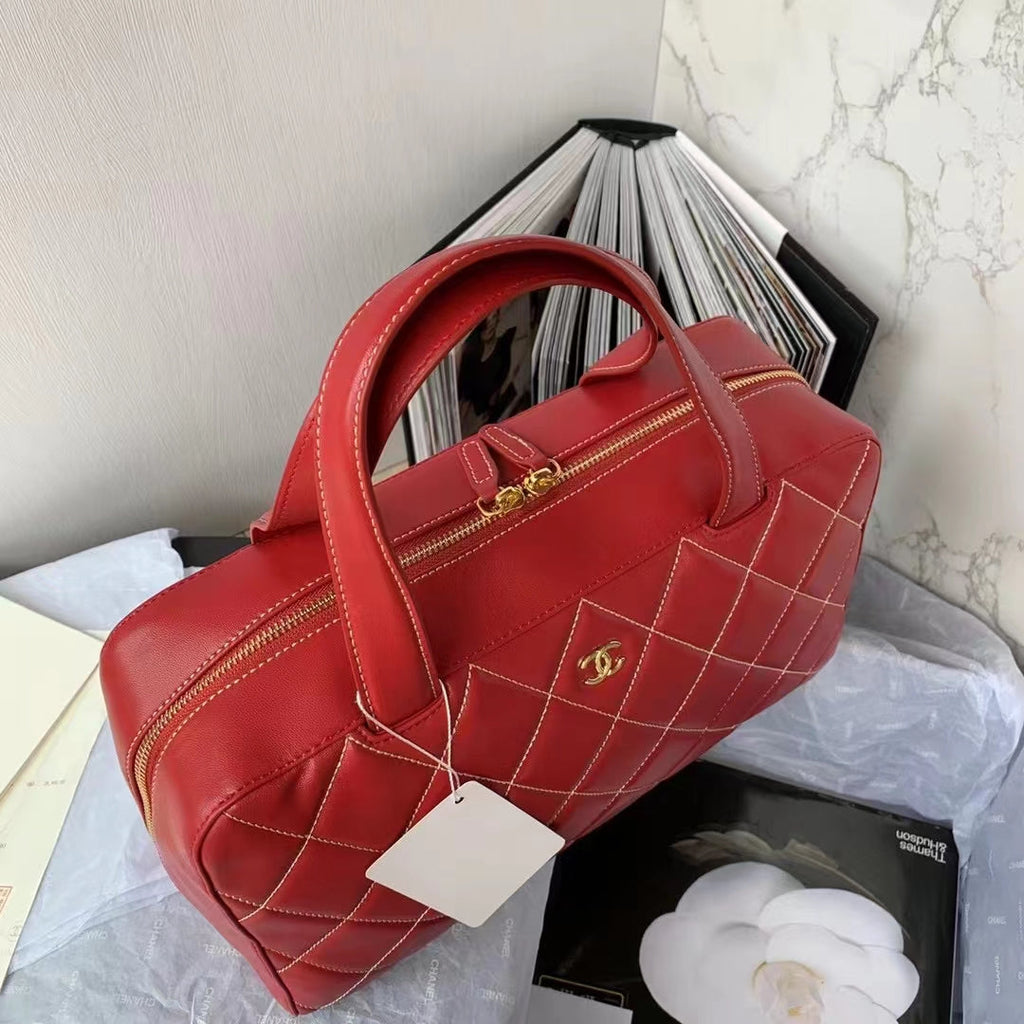 Chanel AS3047 Bowling Bag Lambskin Red