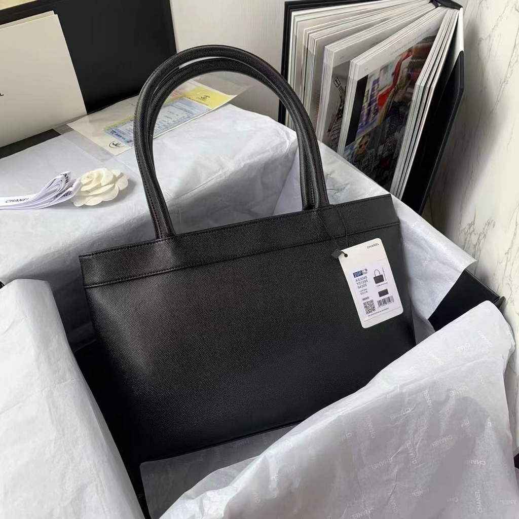 Chanel AS3048 Large Shopping Bag Calfskin In Black