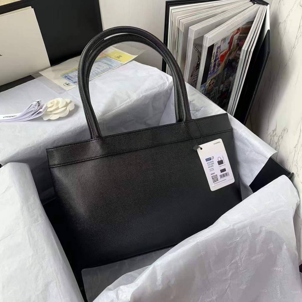 Chanel AS3048 Large Shopping Bag Calfskin In Black