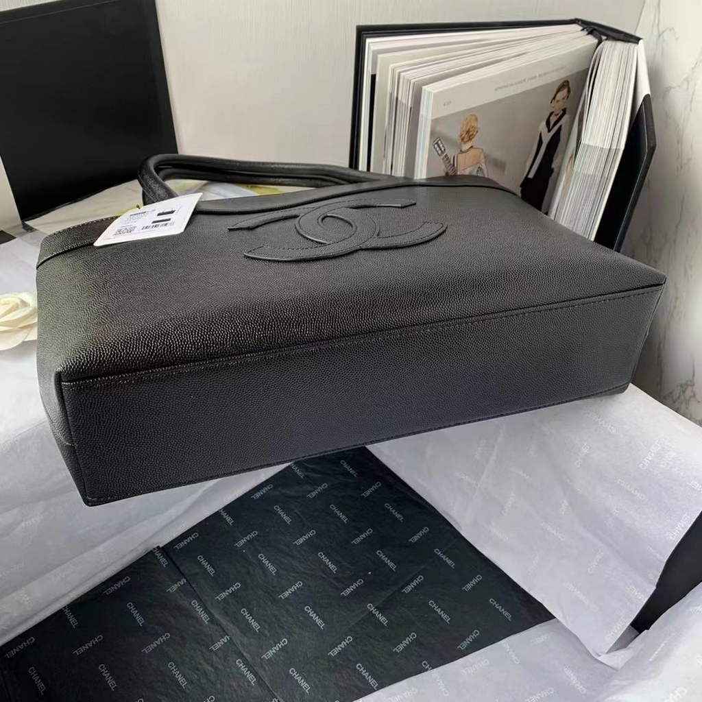 Chanel AS3048 Large Shopping Bag Calfskin In Black