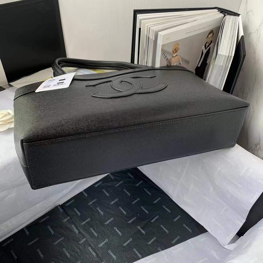 Chanel AS3048 Large Shopping Bag Calfskin In Black