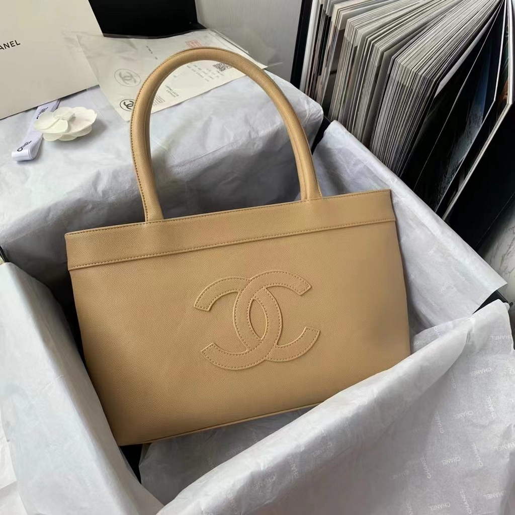 Chanel AS3048 Large Shopping Bag Calfskin In Dark Beige