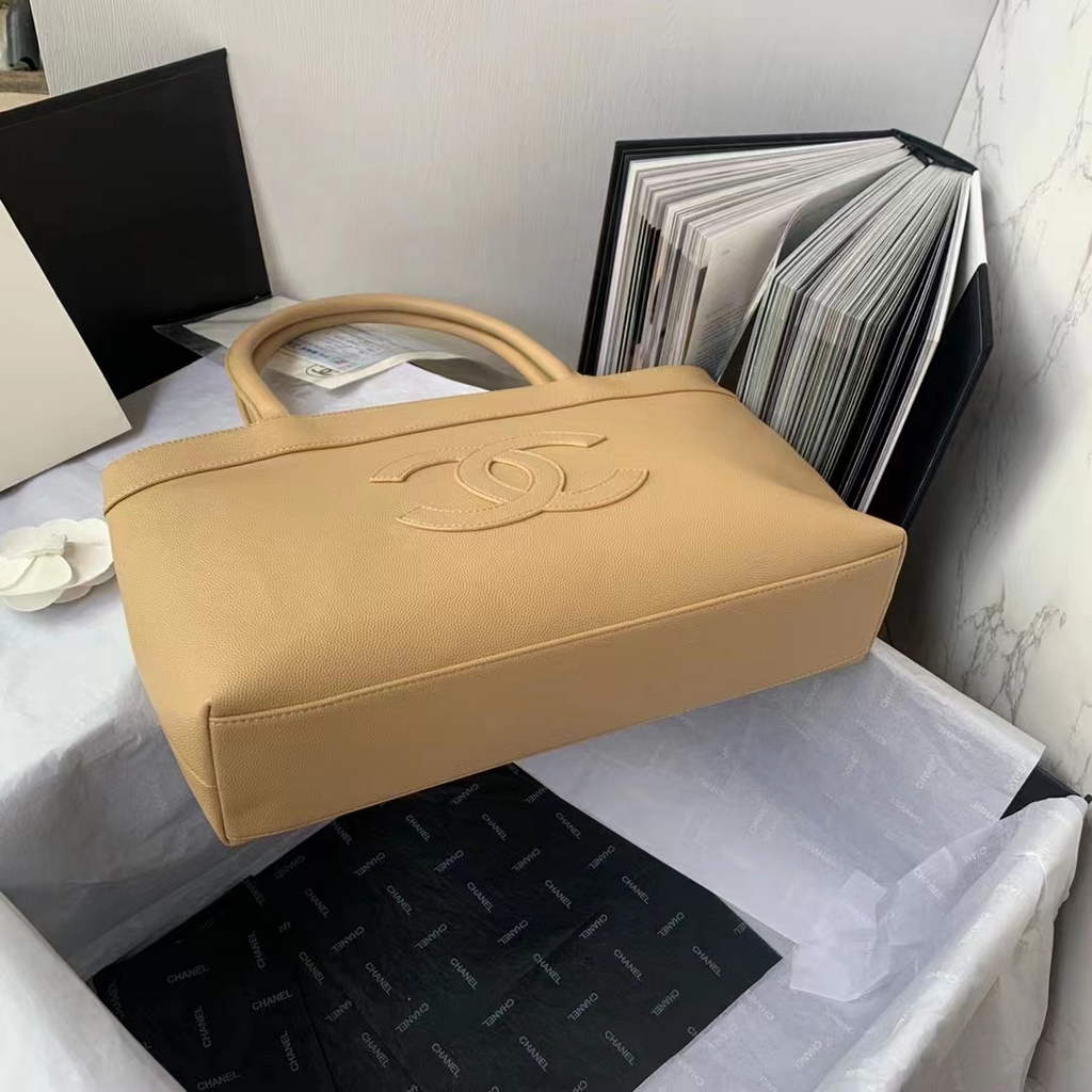 Chanel AS3048 Large Shopping Bag Calfskin In Dark Beige