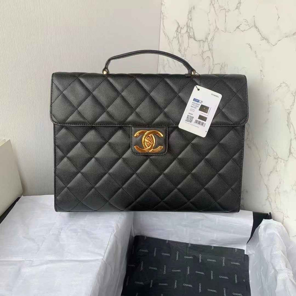 Chanel AS3050 Satchel Grained Calfskin Black