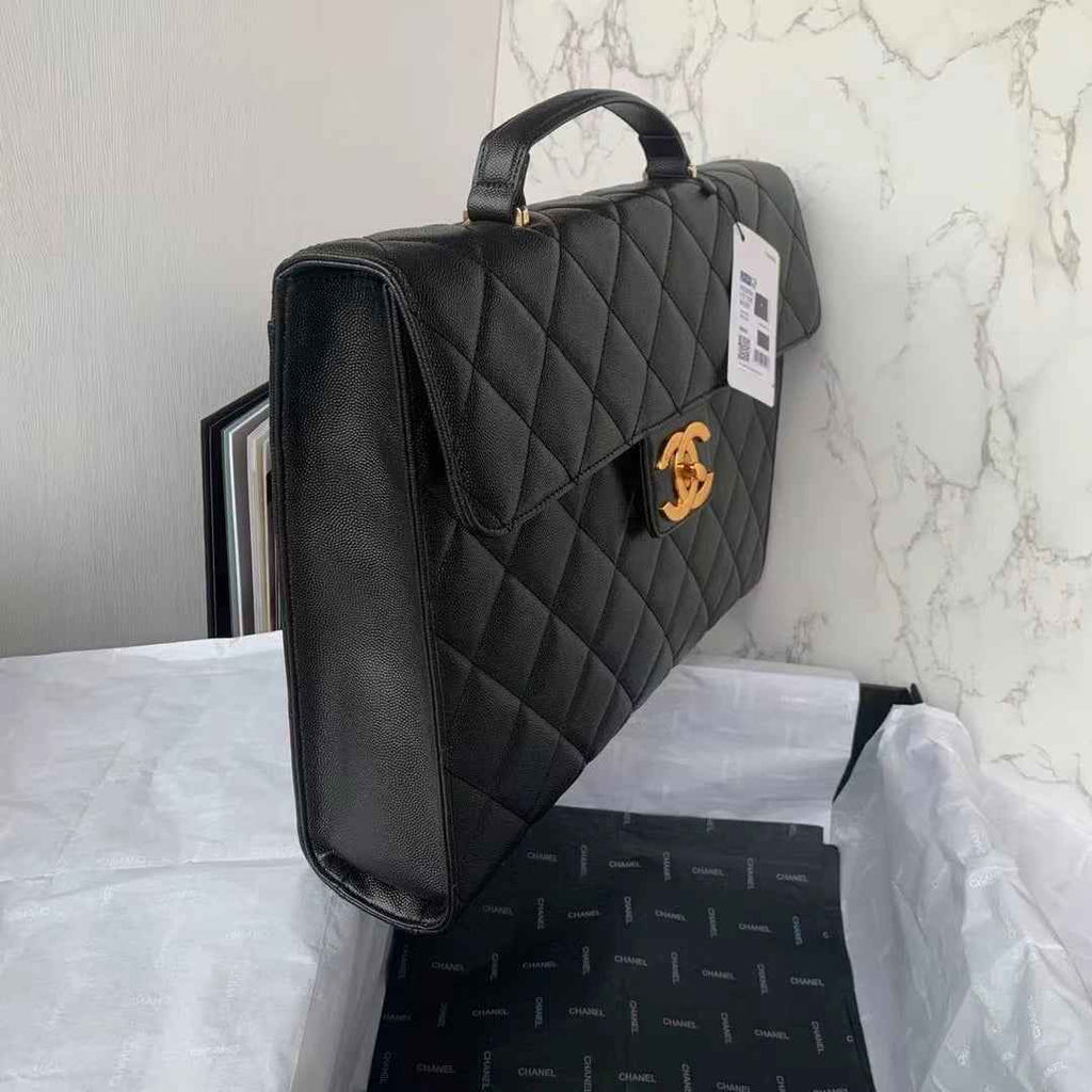 Chanel AS3050 Satchel Grained Calfskin Black