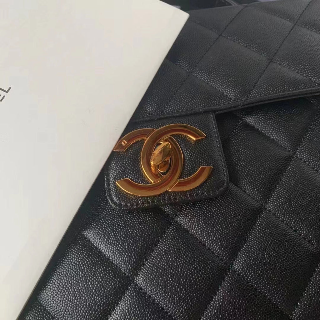 Chanel AS3050 Satchel Grained Calfskin Black