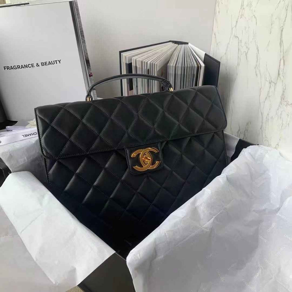 Chanel AS3050 Satchel Grained Lambskin Black