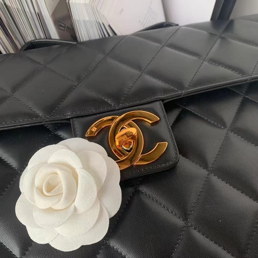Chanel AS3050 Satchel Grained Lambskin Black