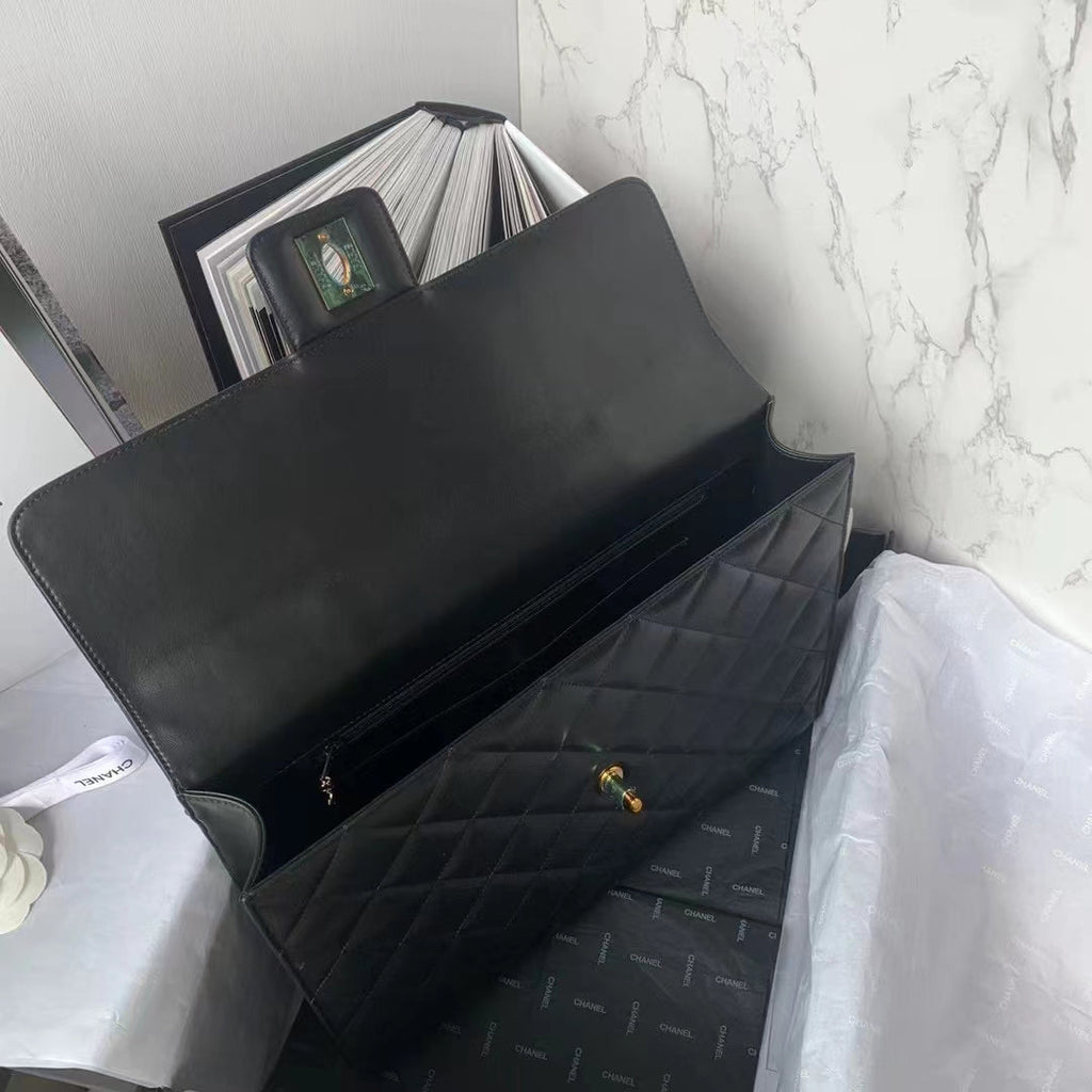 Chanel AS3050 Satchel Grained Lambskin Black