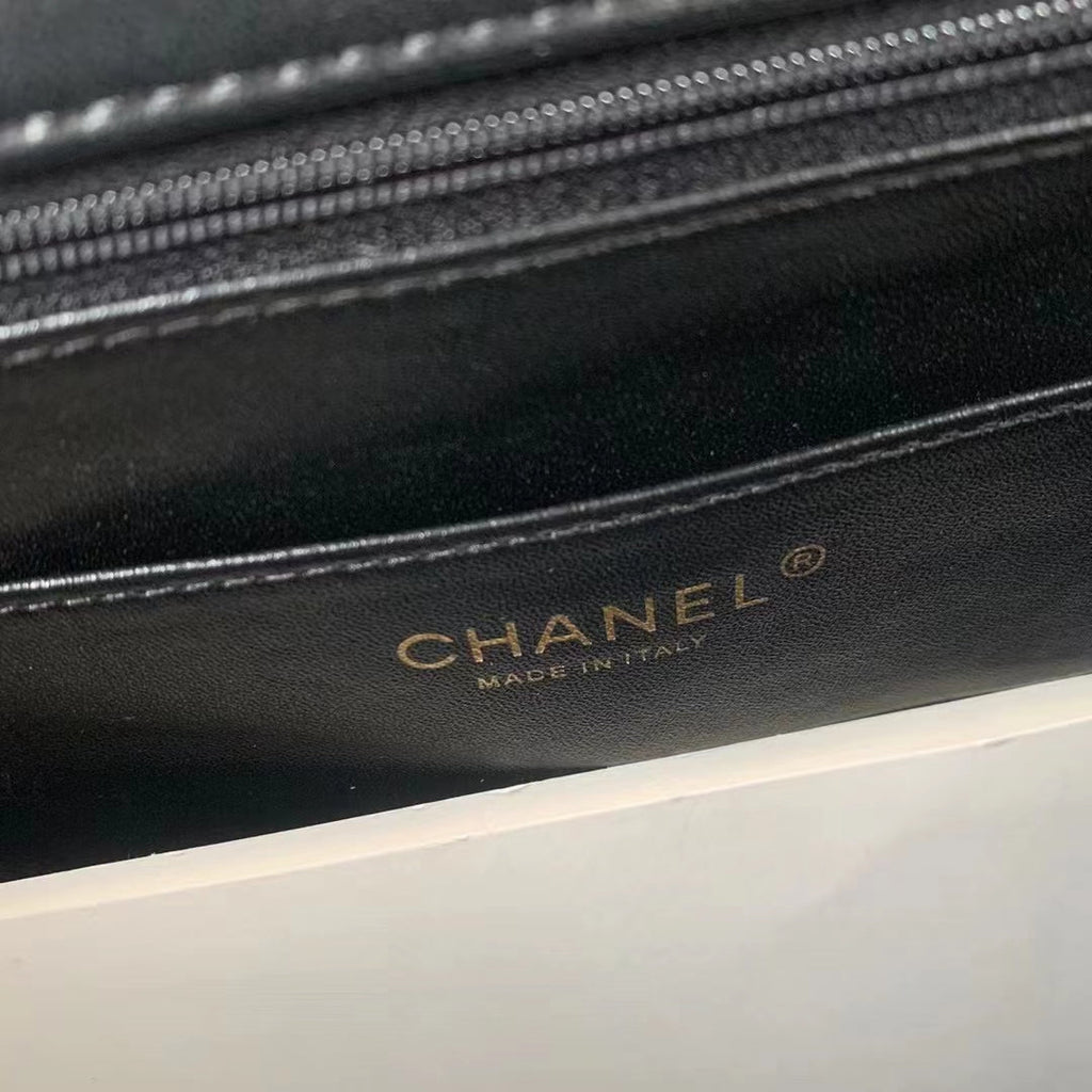Chanel AS3050 Satchel Grained Lambskin Black