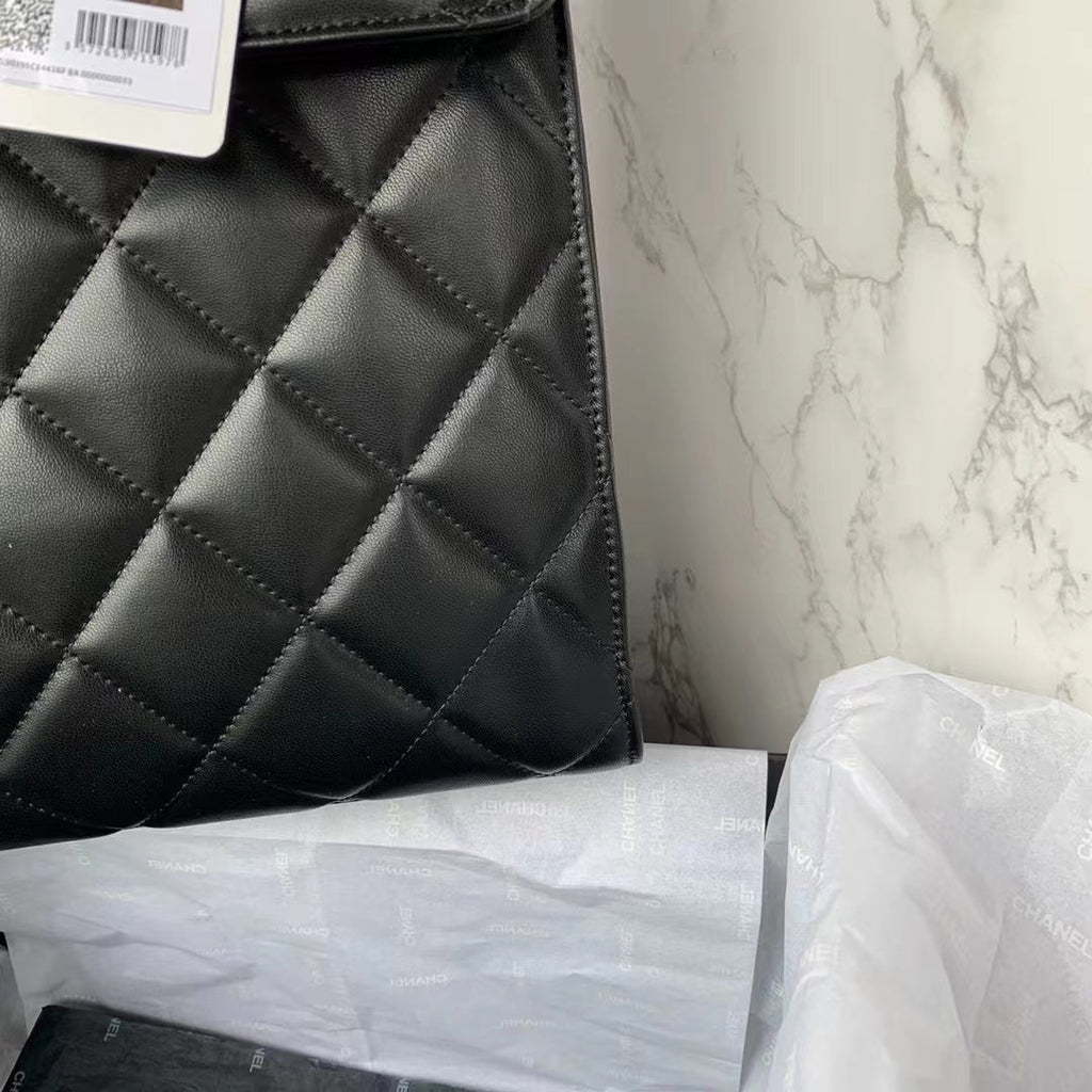 Chanel AS3050 Satchel Grained Lambskin Black
