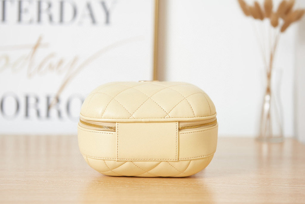 Chanel AS3066 Small Vanity Case Lambskin gold-tone metal Apricot