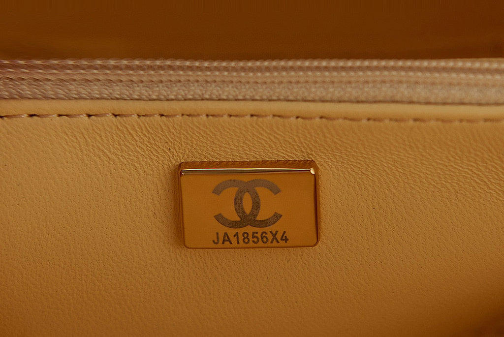 Chanel AS3066 Small Vanity Case Lambskin gold-tone metal Apricot