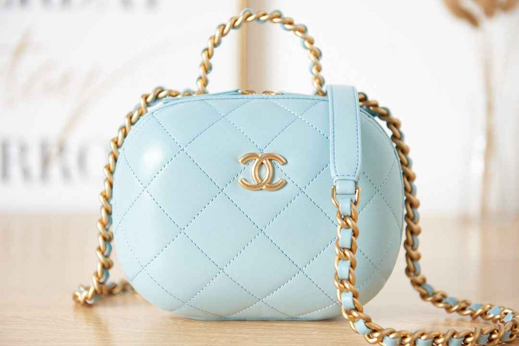 Chanel AS3066 Small Vanity Case Lambskin gold-tone metal Blue