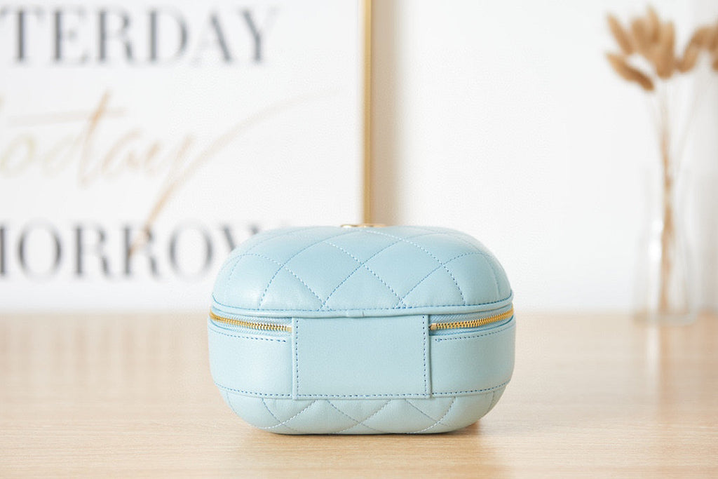 Chanel AS3066 Small Vanity Case Lambskin gold-tone metal Blue