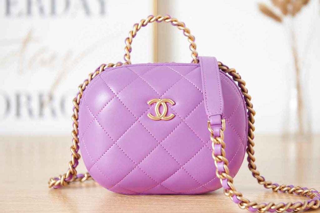 Chanel AS3066 Small Vanity Case Lambskin gold-tone metal Purple